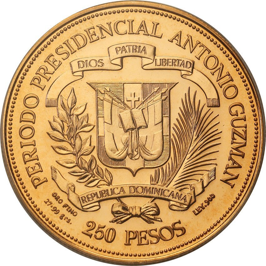 Dominikana. 250 pesos Jan Paweł II PCGS MS66 (2 MAX)